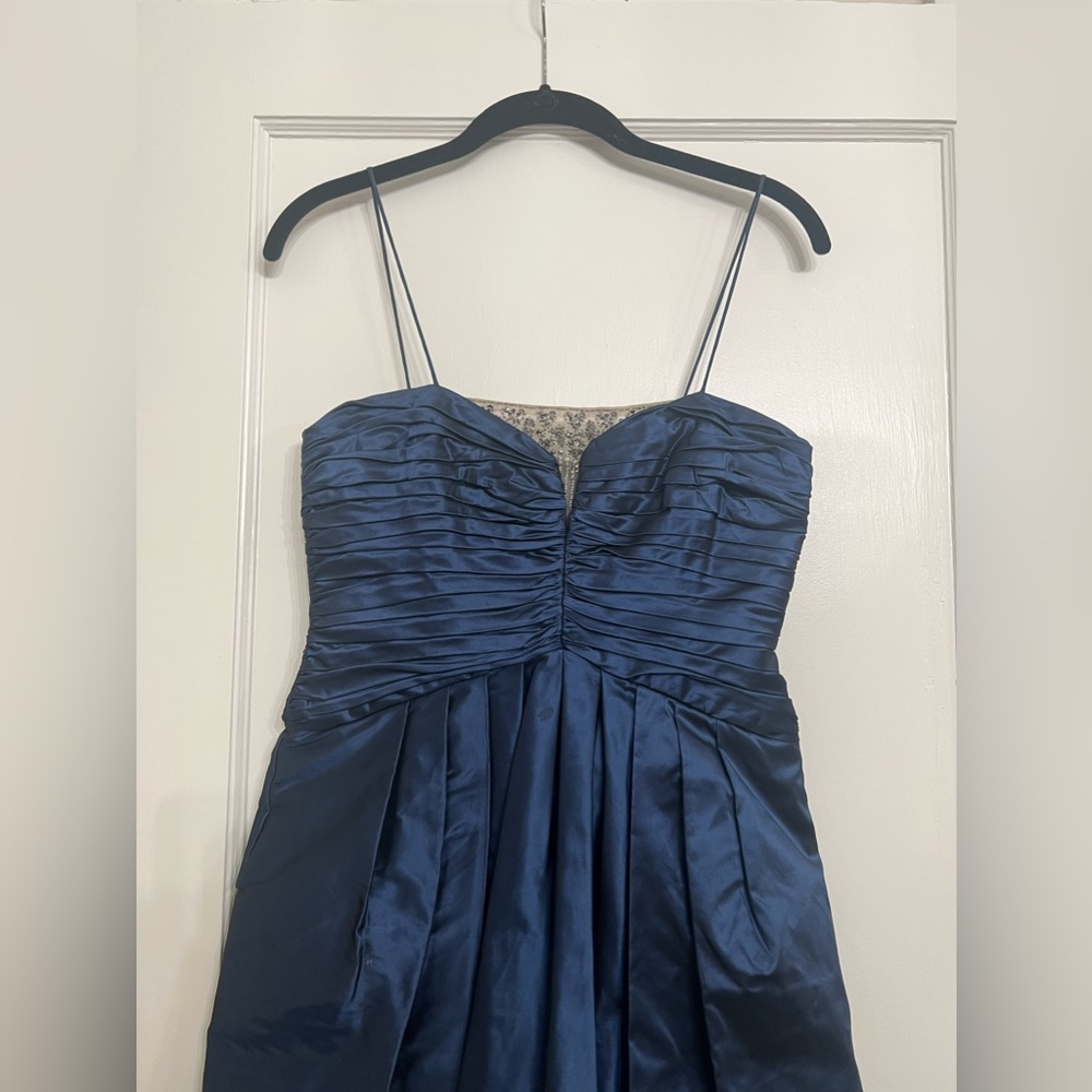 Badgley mischka navy rhinestone mesh bubble cocktail dress size 2 - Picture 3 of 9